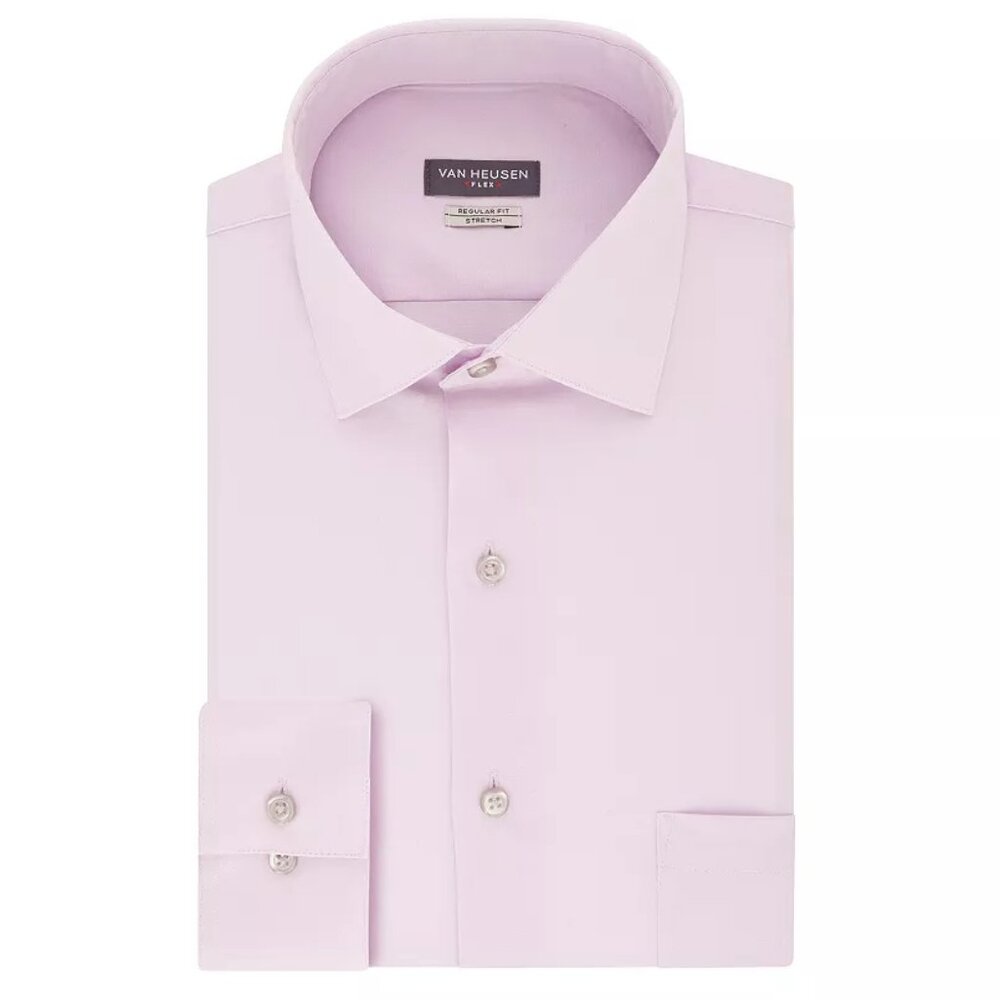 Van Heusen Regular-Fit Flex Spread-Collar Dress Shirt, Classic Pink 17.5 - 34/35